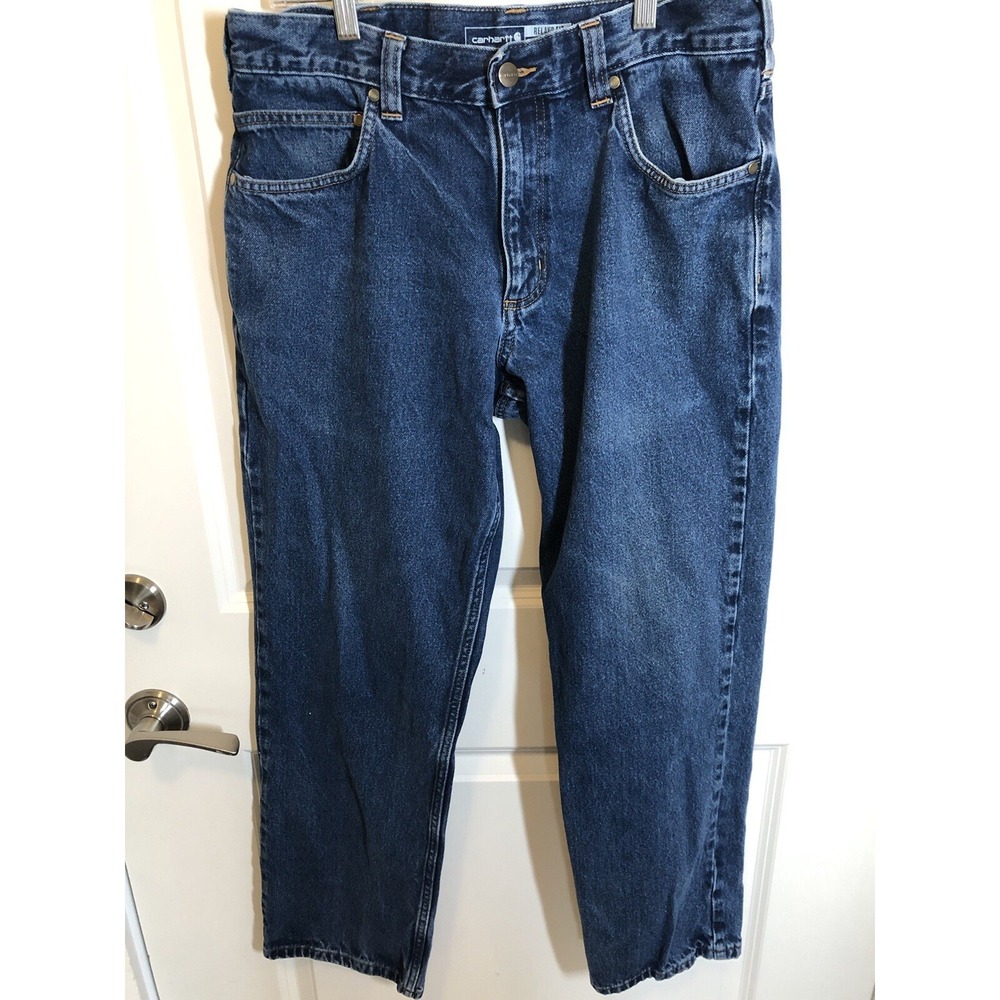 Carhartt Jeans Men 32x28 Blue Denim Rugged Flex Relaxed Fit Workwear Tag 34x32